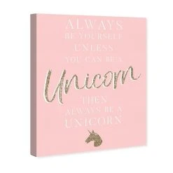 Oliver Gal 24113 Always Be A Unicorn Blush Canvas Art, 30 X 45