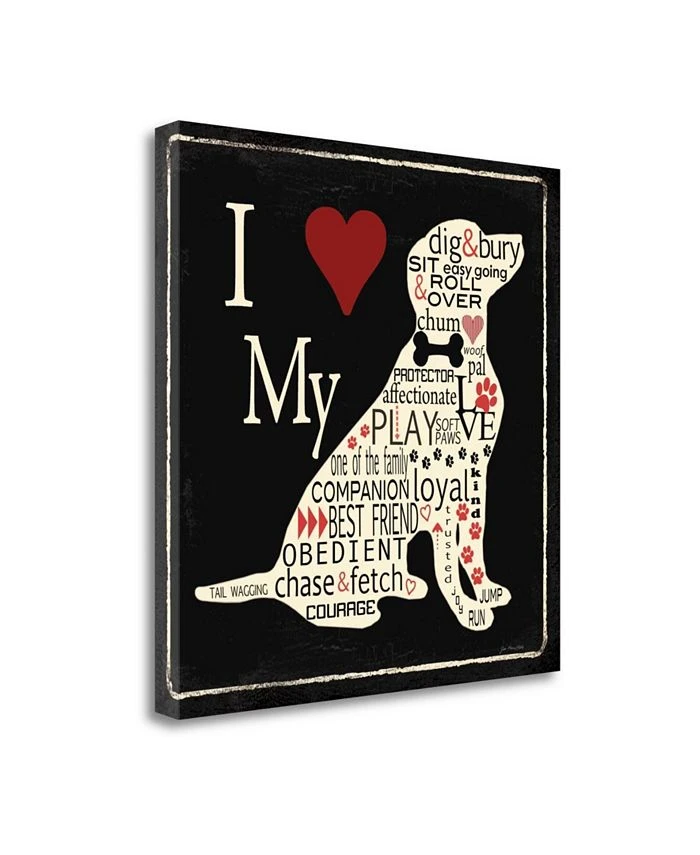 Tangletown Fine Art I Love My Dog - Lab By Jo Moulton Giclee Print On Gallery Wrap Canvas, 24 X 24