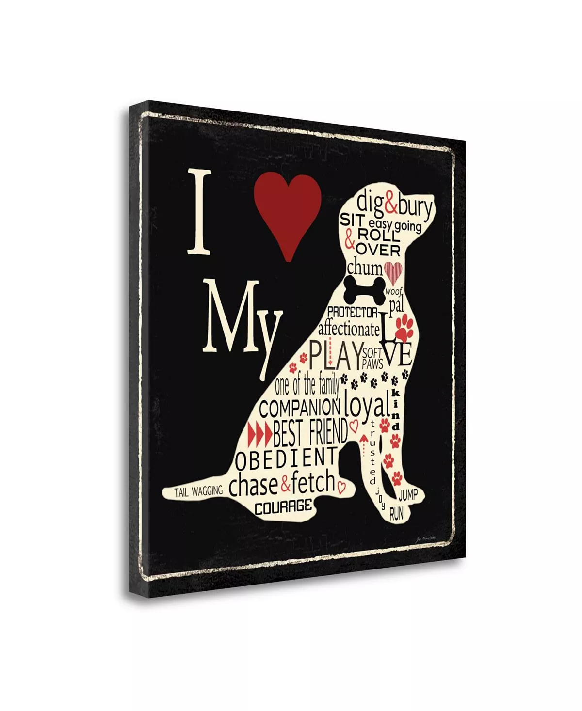 Tangletown Fine Art I Love My Dog - Lab By Jo Moulton Giclee Print On Gallery Wrap Canvas, 24 X 24 - Image 2