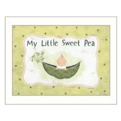 Trendy Décor 4U My Little Sweet Pea By Lisa Kennedy, Printed Wall Art, Ready To Hang, White Frame, 14 X 18
