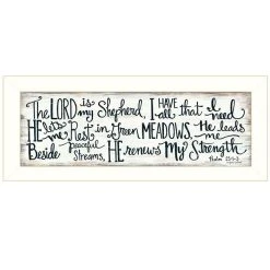 Trendy Décor 4U He Lord Is My Shepherd By Annie LaPoint, Ready To Hang Framed Print, White Frame, 20 X 8