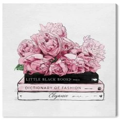 Oliver Gal Roses And Books Canvas Art - 16 X 16 X 1.5