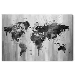Oliver Gal Mapamundi Black And White Canvas Art, 36 X 24
