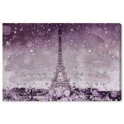 Oliver Gal Eiffel Glitter Plum Canvas Art Collection