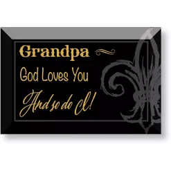 Dexsa Grandpa God Loves You And So Do I Glass Plaque With Easel, 6 X 4