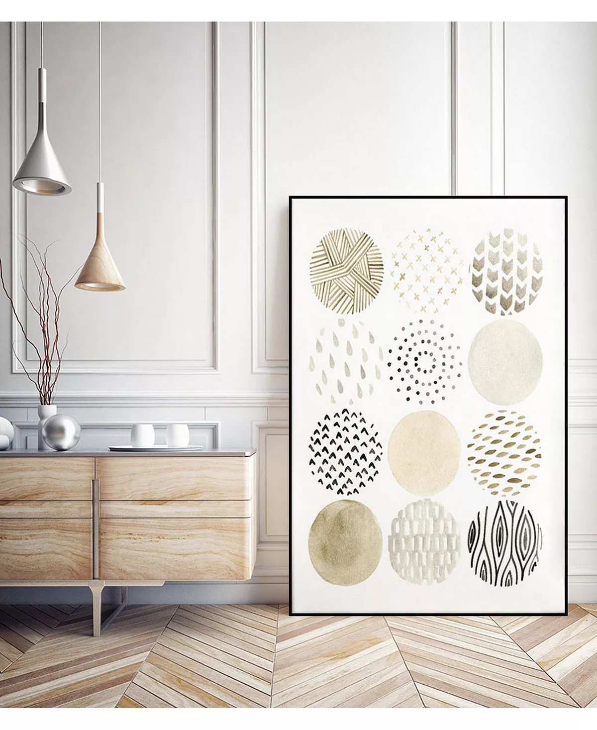 Giant Art 32 X 24 Neutral Pattern Play I Art Block Framed Canvas - Image 8