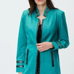 Joseph Ribkoff FAUX ZIPPER PLEATHER JACKET