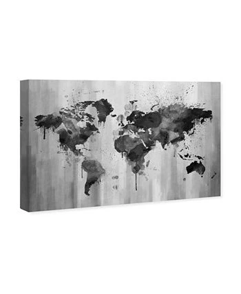 Oliver Gal Mapamundi Black And White Canvas Art, 36 X 24 - Image 2