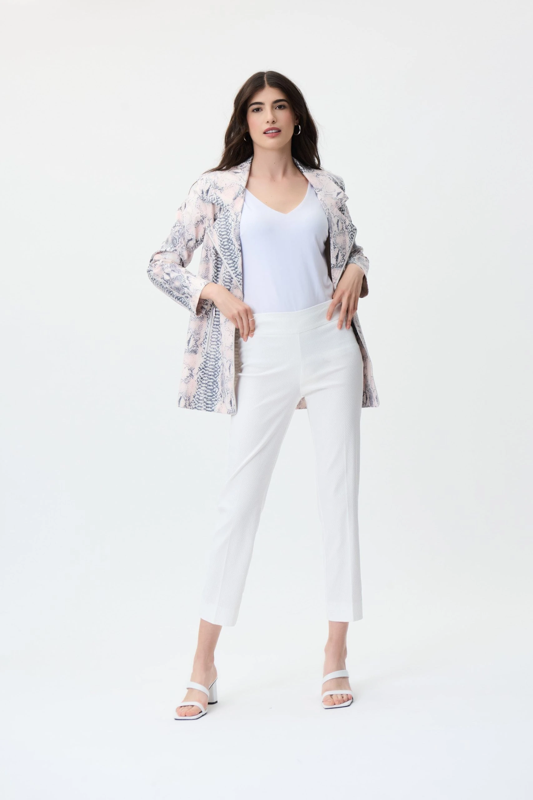 Joseph Ribkoff WHITE PIQUE CROP PANT