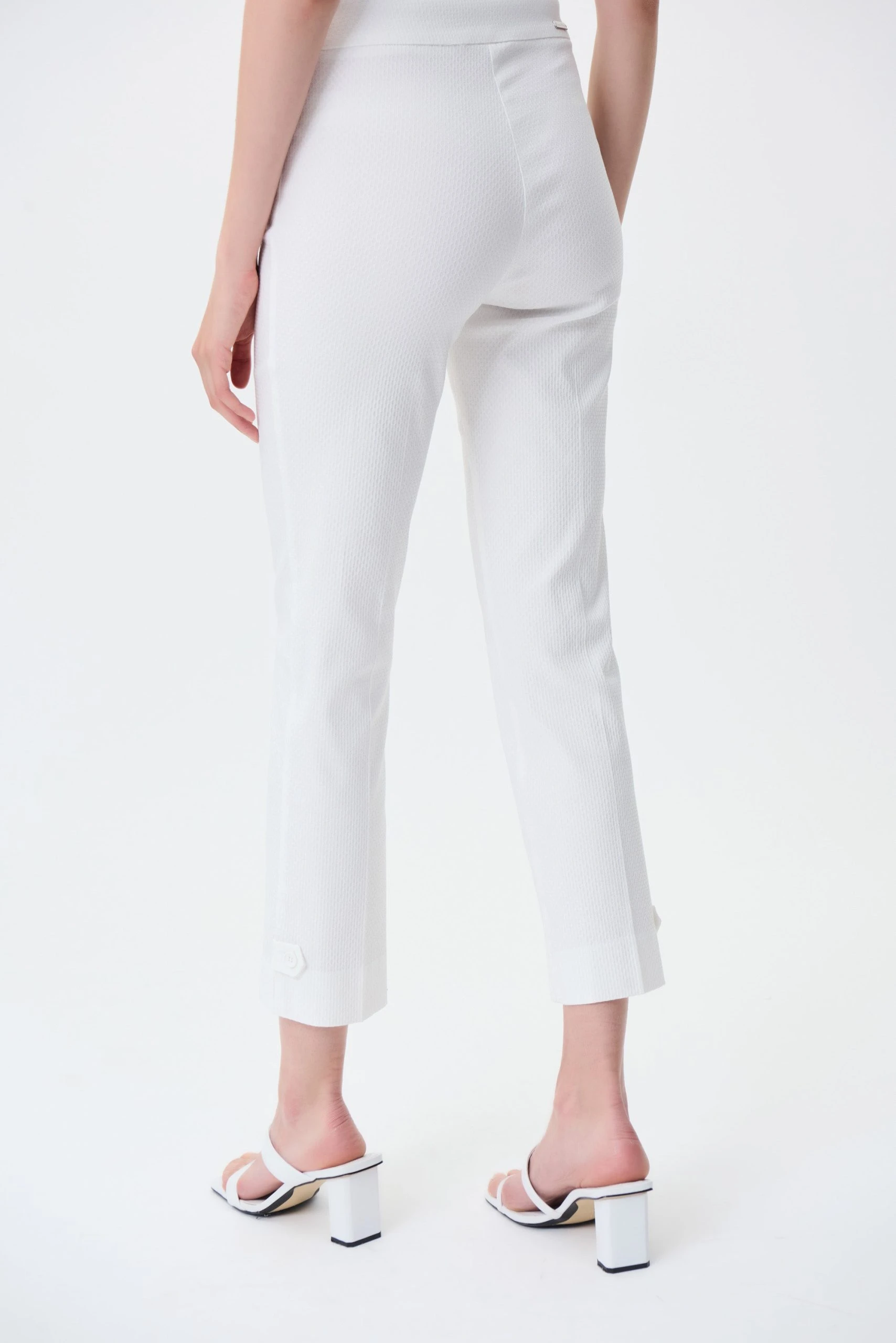 Joseph Ribkoff WHITE PIQUE CROP PANT - Image 4