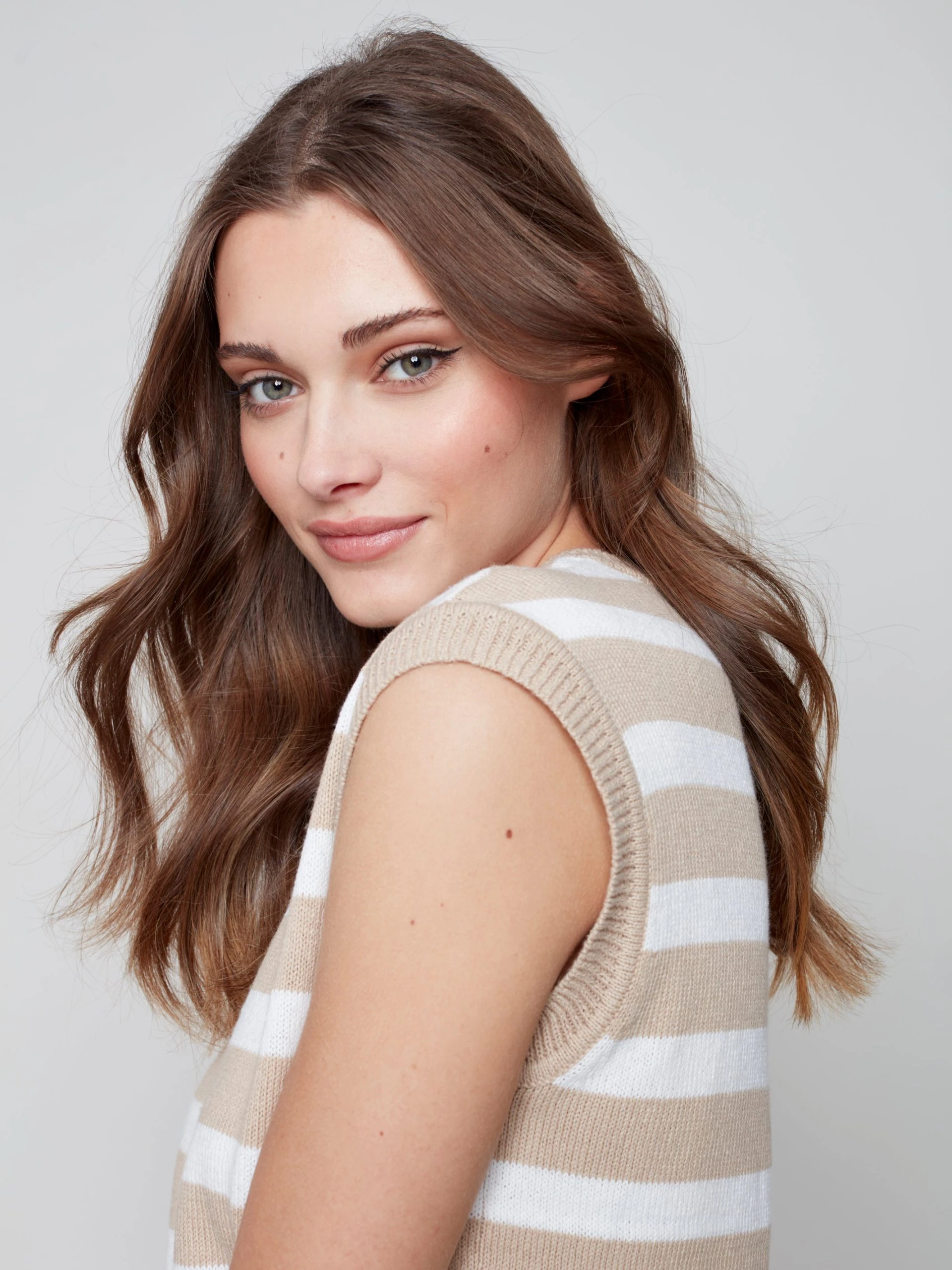 Charlie B STRIPE SWEATER VEST - Image 4