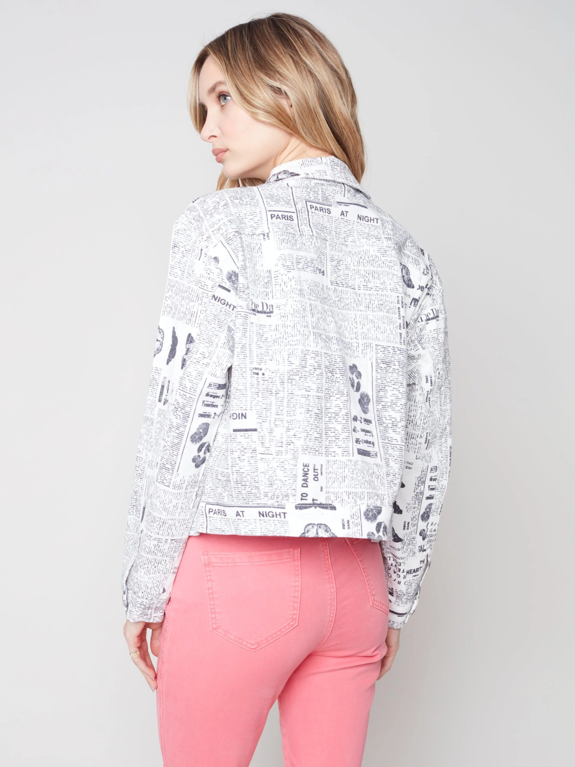 Charlie B NEWSPAPER PRINT JEAN JACKET - Image 2