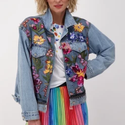 Gabby Isabella FLORAL SEQUIN JEAN JACKET